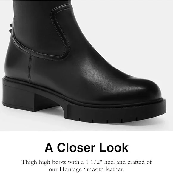 NWT Coach Lisa Boot - Black Over-the-Knee Boot - Picture 4 of 15